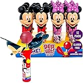 Pop Ups! Minnie &amp; Mickey Mouse Lollipop Holder - 12 Lollipops with Cases - Individually Wrapped Candy Party Favors, Stocking Stuffers - Mickey Mouse Candy - Bulk Set of 12