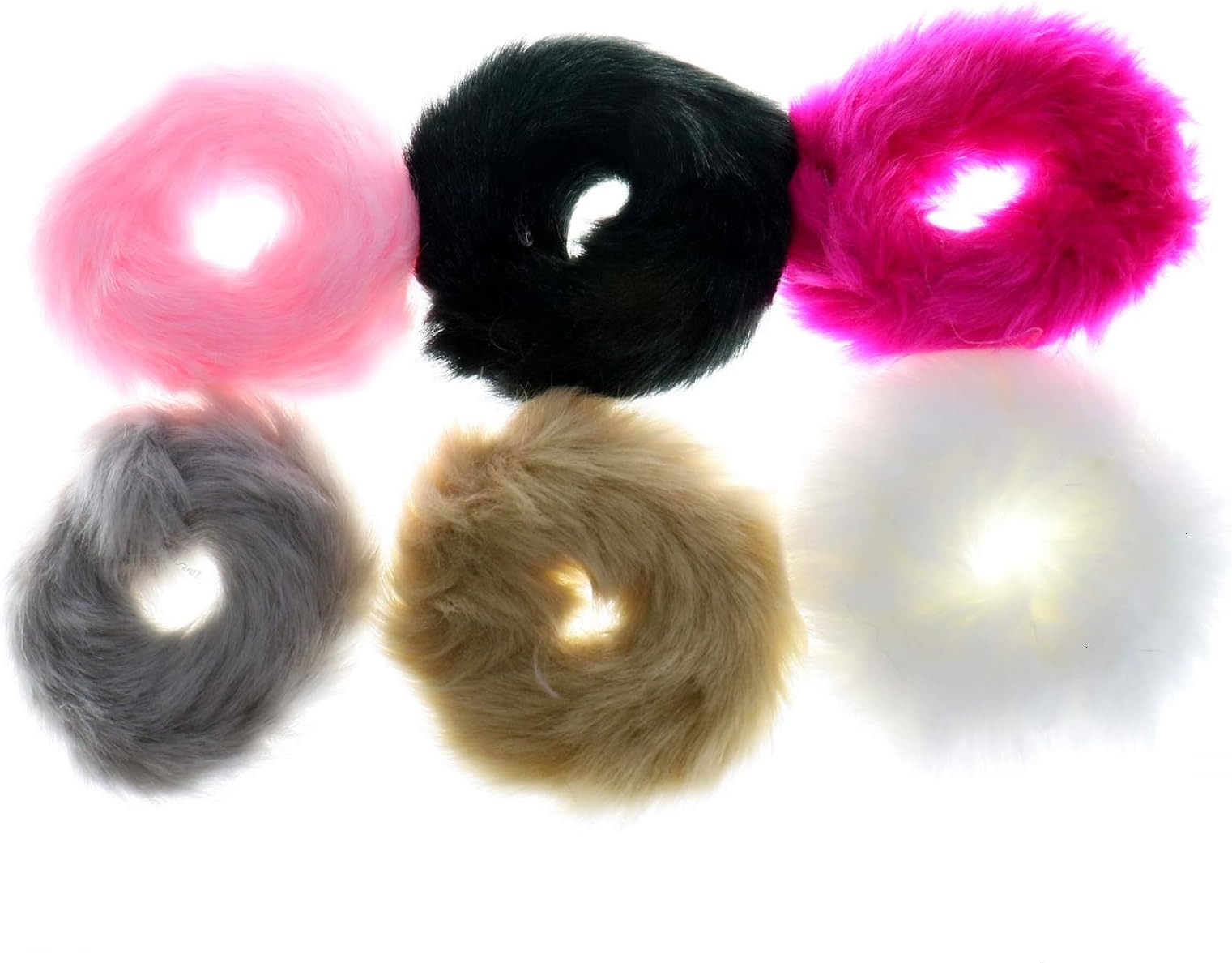WSSROGY 6 Pcs Fuzzy Furry Hair Band Artificial Rabbit Fur Faux Fur Hair TiesHair Holder Wristband Hair