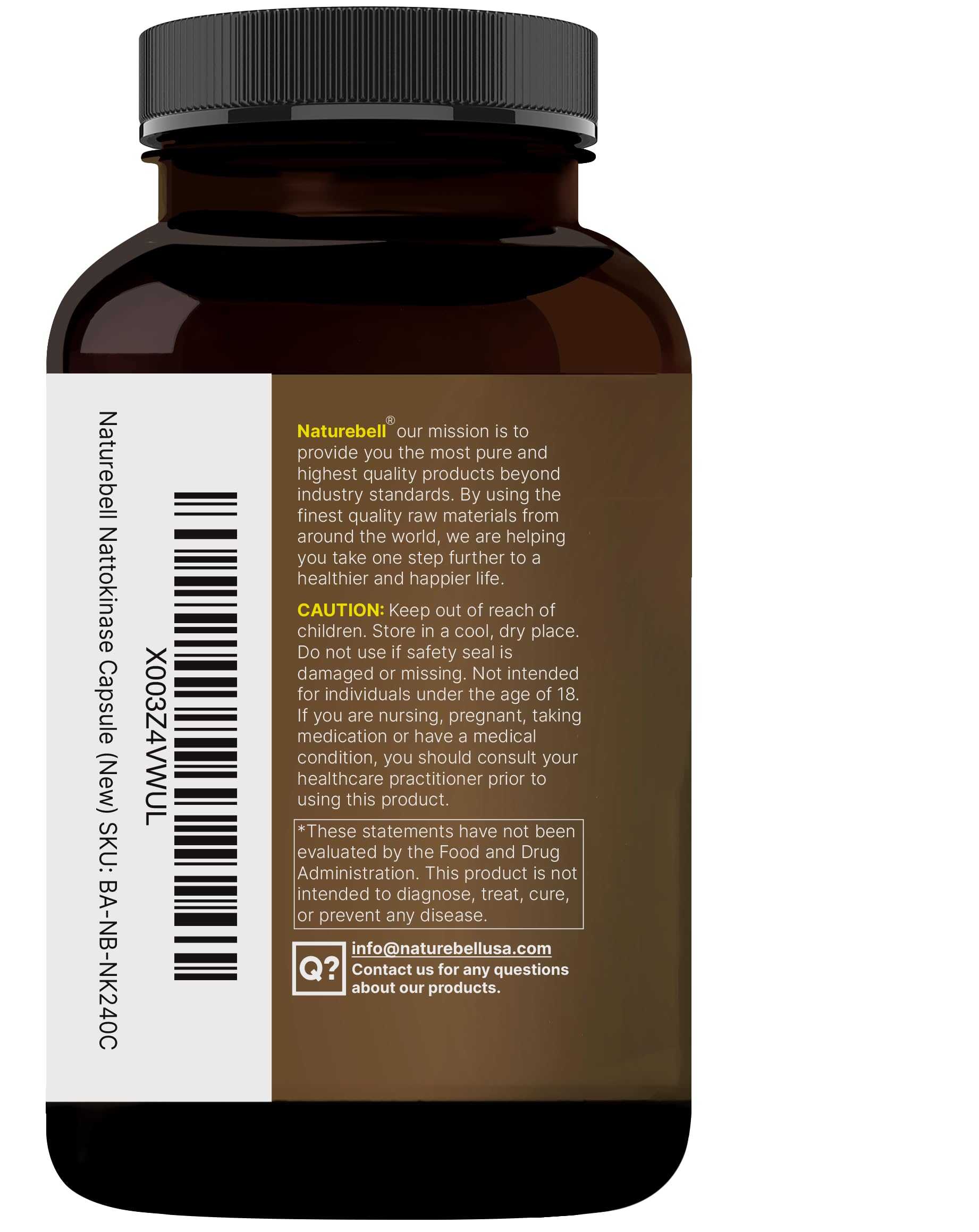 NatureBell Nattokinase Supplement 8,000 FU Per Serving, 240 Veggie Capsules | Traditional Natto Extract Source – Max Strength Enzyme & Heart Health Support – Non-GMO