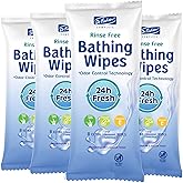 No Rinse Body Bathing Wipes for Adults - Thick Refreshing Shower Wash Cloth with Aloe Vera for Camping, Travel, Gym, and Caregiving - Durable Disposable Bath Cloths for Quick Hygiene