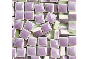 PINUO&KE 200 Pieces / 200 g Square Shapes 1x1 cm Square Ceramic Mosaic Mosaic Tiles for Crafts, Colorful Stained Glass Pieces for Mosaic Projects - Dark Purple