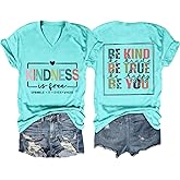 Be Kind Shirt for Women,Kindness is Free Letter Graphic T-Shirt Inspirational Saying Tees Casual Short Sleeve Tops