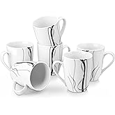 VEWEET Ceramic Coffee Mugs Set of 6, 11 OZ Coffee Mugs with Handle, White Mugs Set Porcelain Tea Mugs Set, Microwave Dishwash