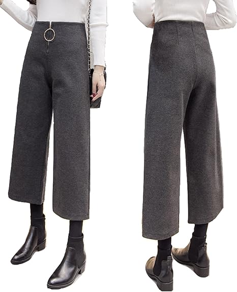 Amazon Hafos ハフォス レディース ガウチョ パンツ ワイドパンツ マニッシュ 体型カバー ボトムス 秋 冬 春 レディースファッション M Xl M グレー ロングパンツ 通販