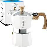 GROSCHE Milano Stovetop Espresso Maker Moka pot 3 espresso Cup - 5 oz, White - Cuban Coffee Maker Stove top coffee maker Moka
