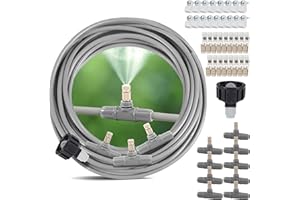 GILBEST 40FT Misters for Outside Patio - 9 Mist Nozzles & 3/4'' Adapter, Water Misters for Cooling Outdoor, Easy to Install, Misting System for Patio, Pool, Garden, Waterpark, Trampoline, Greenhouse