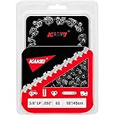 KAKEI 18 Inch Chainsaw Chain 3/8" LP Pitch .050" Gauge 62 Drive Links Fits Poulan, Kobalt, Echo, Ego, Greenworks and More- S62 (1 Chain) - Semi Chisel