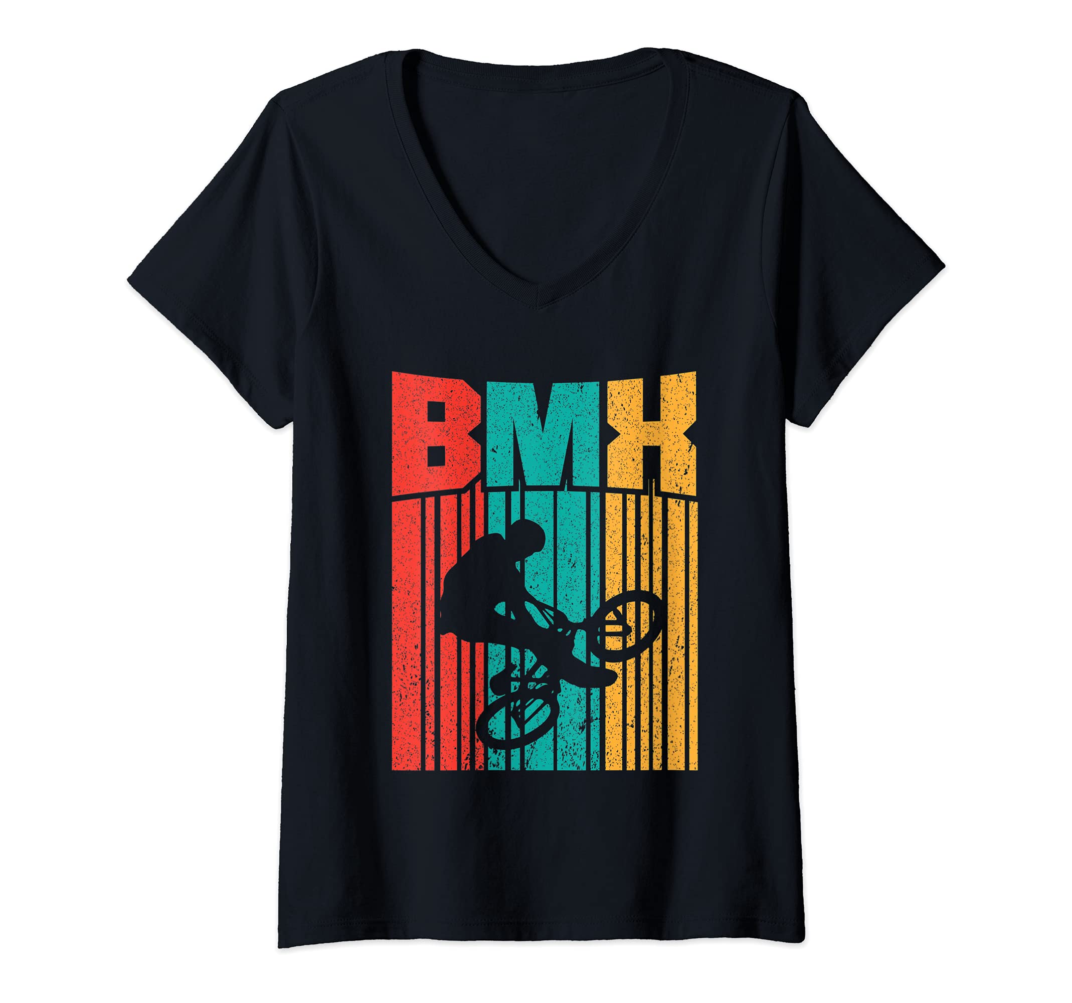 Womens BMX Vintage Bike Bicycle Racing BMX Lover I Cool BMX V-Neck T-Shirt