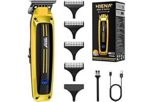 HIENA PRO Professional Electric Hair Trimmer for Men, Cordless Clipper Barber Haircut Tool with USB, Rechargeable T-Blade Precision Beard Trimmer, Perfect Gifts for Men(Gold)