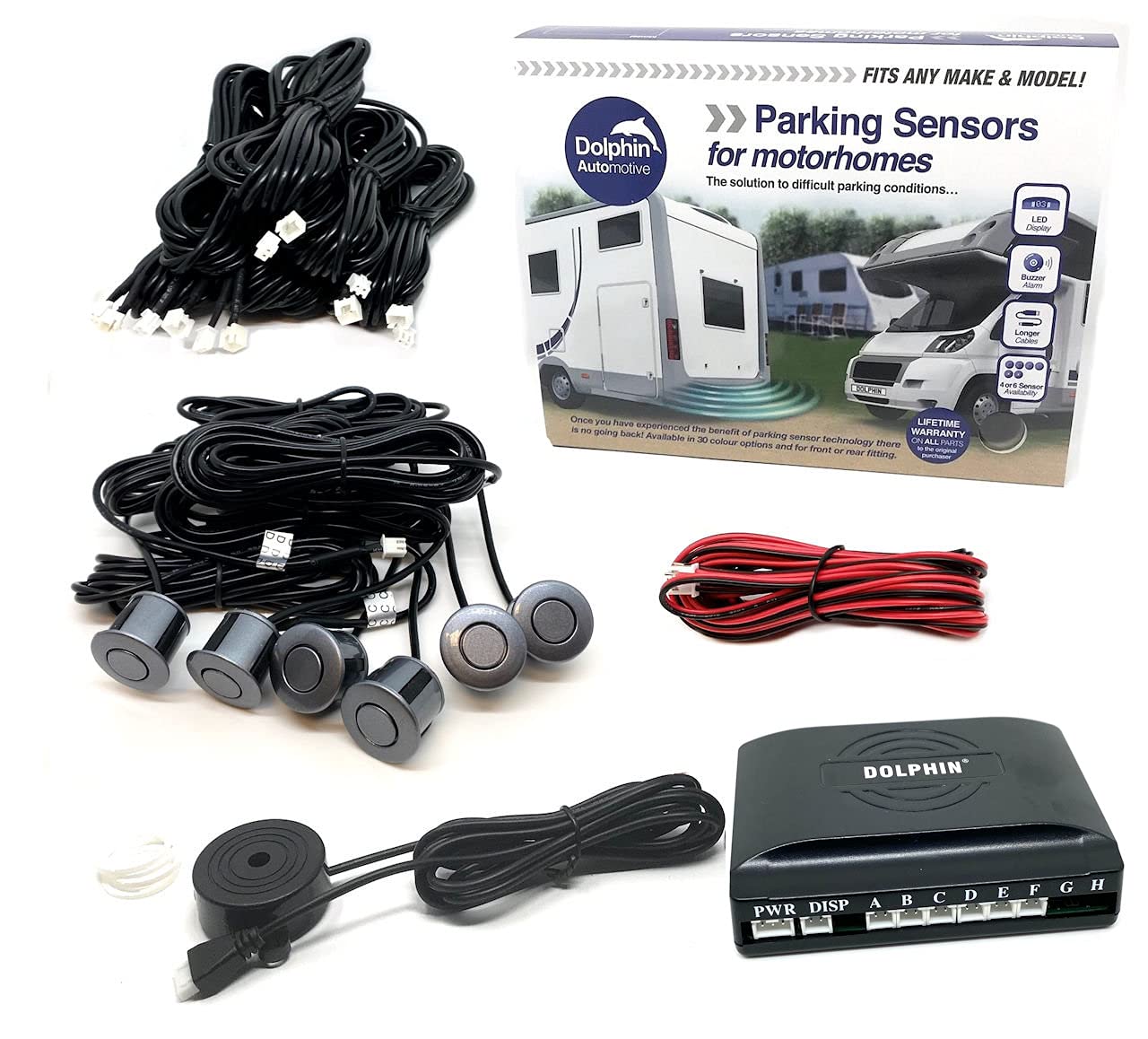 Dolphin Automotive MPS600 Motorhome Camper Van RV Reverse Parking Sensors With Audio Buzzer (Grey)