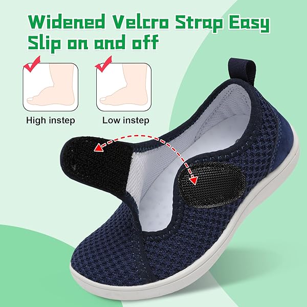 LEISFIT TODDLER SHOES BOYS GIRLS WIDE SHOES LITTLE KIDS BREATHABLE BAREFOOT SHOES MINIMALIST SNEAKERS LIGHTWEIGHT WALKING SHOES SLIP ON SHOES NAVY 9 TODDLER
