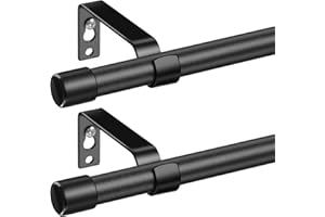 COGARDENSHOWER Black Curtain Rods for Windows 28 to 48 Inch - 5/8 Inch Small Curtain Rods 2 Pack - Heavy Duty Cafe Drapery Rods with Brackets - Rustic Matte