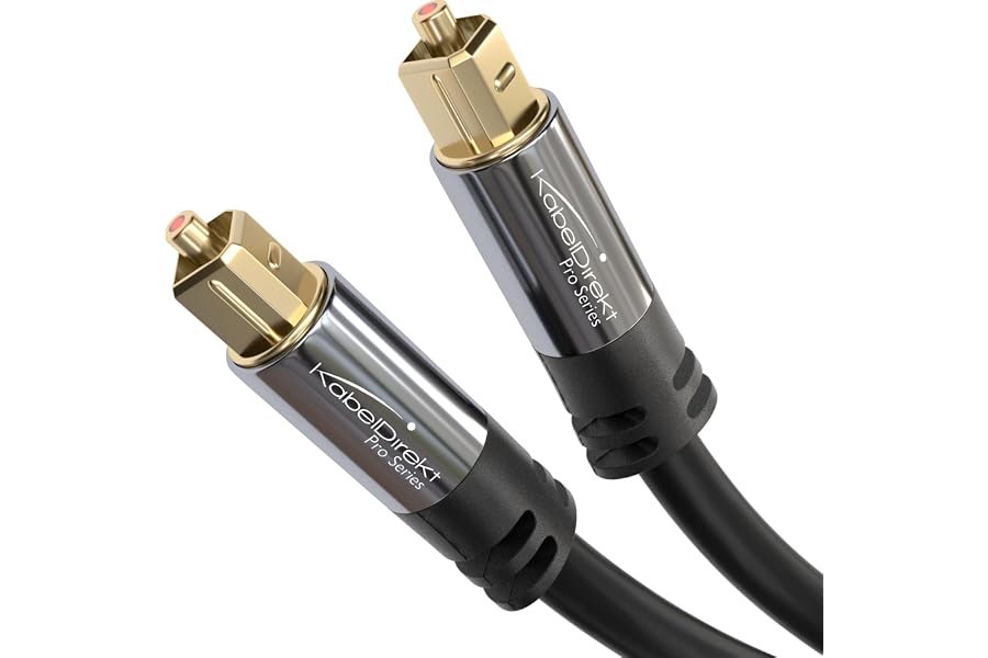 KabelDirekt – Optical Audio TOSLINK Cable – 6ft – Soundbar | Optical digital audio cable: Perfect for equipment with a TOSLINK interface (OPT In / OPT Out or S/PDIF In / S/PDIF Out)