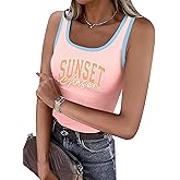 MYHALF Beach Vacation Tank Tops Womens Hawaiian Shirts Sleeveless Summer Shirts Cute Cami Tank Tops