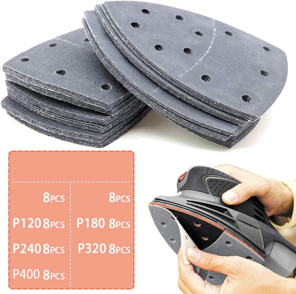 Sandpaper 56 Pieces Hook and Loop Sanding Sheets Silicon Carbide 60 80