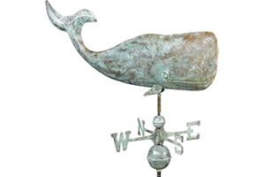 Good Directions Pure Copper 37" Whale Weathervane, Includes Adjustable Roof Mount for Easy Installation - Blue Verde Copper