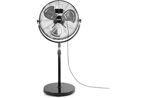 BEESTAR 20 Inch Heavy Duty High Velocity Pedestal Fan,Industrial Standing Fan with Adjustable Height and Tilt,3-Speed,Metal Fan for Industrial, Commercial, Residential, Greenhouse,Black