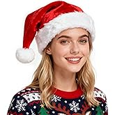 KITRDOOR Christmas Santa Hat, Adult Xmas Holiday Hat for Women Men Extra Thicken Classic Fur Christmas Santa Hats for Party Supplies (Red)