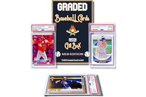 Three Graded Baseball Cards Gift Box: MLB Edition │Three Premium PSA/BGS Graded 10, 9.5 or 9 Cards │Potential Rookie Autographs & Numbered RC Refractors│Gift for Baseball Fans│by Slabs of Heat