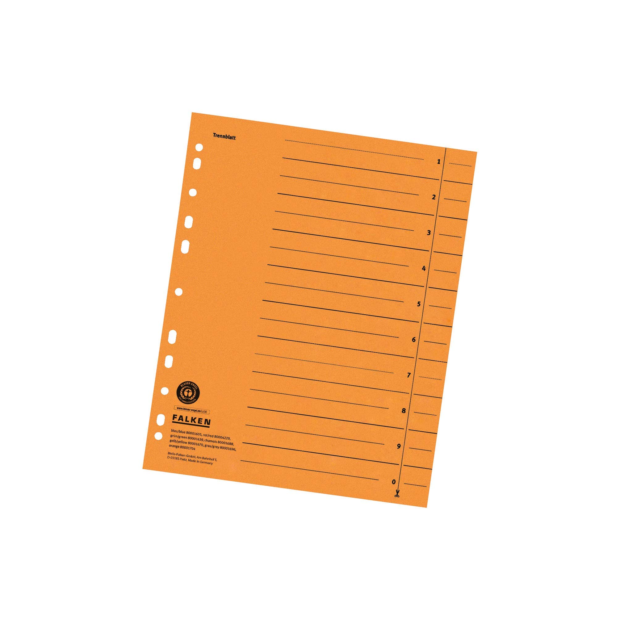Original Falken 100 pack of dividers. Made in Germany. Made of recycled cardboard for DIN A4 orange dividers dividers folders register calendars Blue Angel