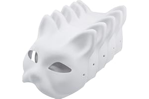 Yarizm Cat Mask White Paper Blank Hand Painted Face Mask (Pack of 5)