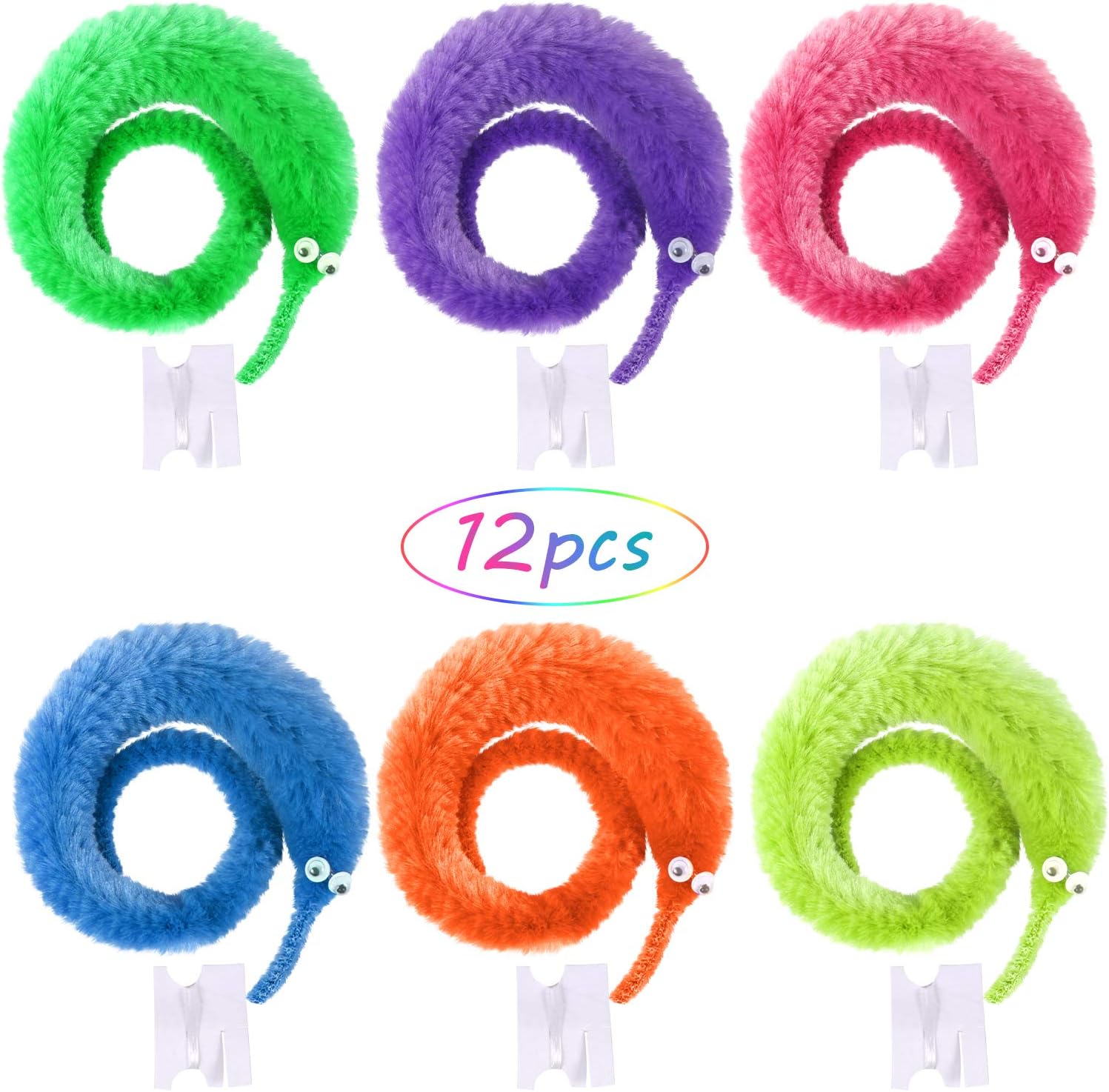 UNIME 12 Pack Magic Worm Toys Wiggly Twisty Fuzzy Worm