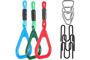 HYPONIX SPORTING 3 Colorful Triangle Holds for Monkey Line, Gorilla Line & Ninja Warrior Obstacle Courses – Complete Expansion Kit with Durable Buckles & Carabiners, Easy Setup, Safe & Secure Training Equipment