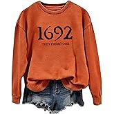 CHUNTIANRAN Halloween Sweatshirt for Women 1692 Salem Broom Co Pullover Sweatshirt Witch Lightweight Sweatshirt Outfit