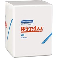 WypAll® General Clean X60 Multi-Task Cleaning Cloths (41083), Washcloths with Hydroknit, 12.5 x 10, White, Quarterfold, 8 Pac