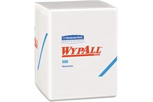 WypAll® General Clean X60 Multi-Task Cleaning Cloths (41083), Washcloths with Hydroknit, 12.5 x 10, White, Quarterfold, 8 Pac