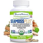 Power By Naturals SeaMoss Plus - USDA Organic Irish Sea Moss Capsules w/Wild Harvested Irish Seamoss, Bladderwrack & Burdock Root Immunity Supplement Sea Moss Pills for Adult 60Ct - 1 Pack