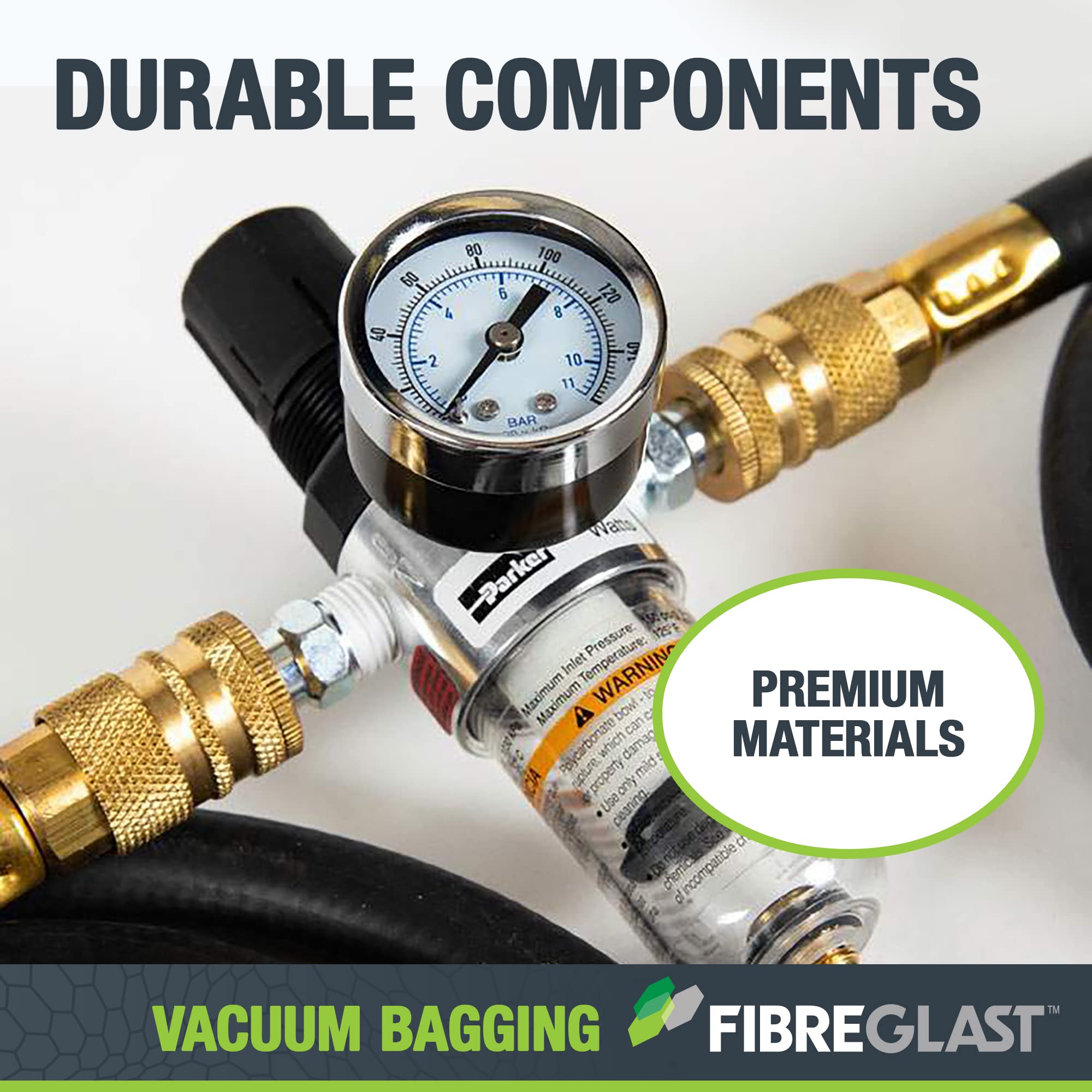 Fibre Glast Vacuum Bagging Starter Kit – Seal & Stabilize Composites Made of Carbon, Fiberglass, Epoxies & Resins – Ultra-Elite Lab Vacuum Supplies, Degassing Chambers & Vac Purge Kits – Made in USA