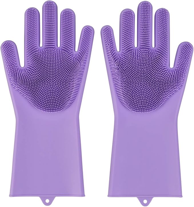 Spartan Silicon Dishwashing Gloves with Wash Scrubber, Cleaning Gloves