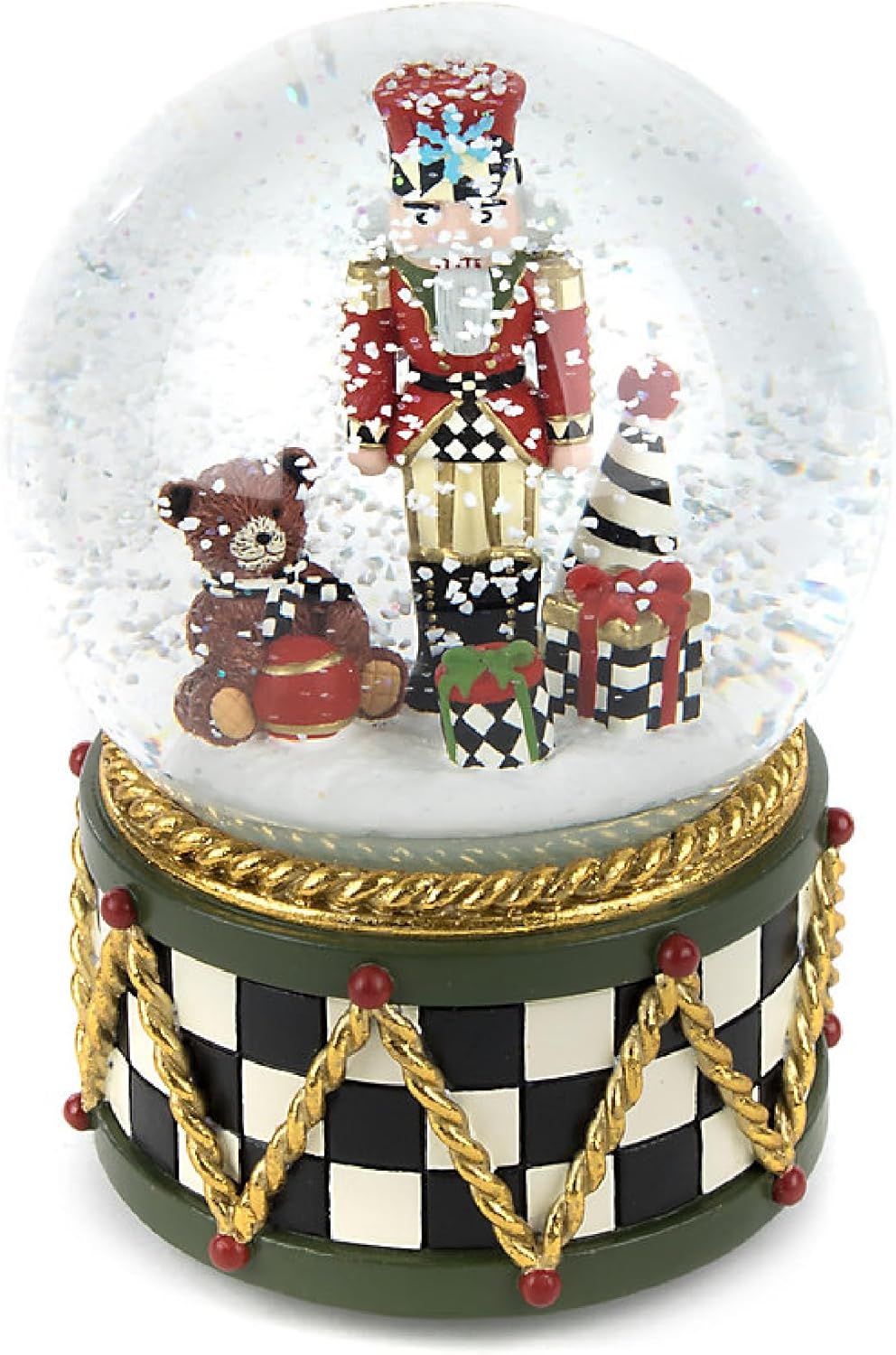 Nutcrackers - MacKenzie-Childs Nutcracker Snow Globe and Music Box, Christmas Decoration for Living Room, Holiday Snowman Decor