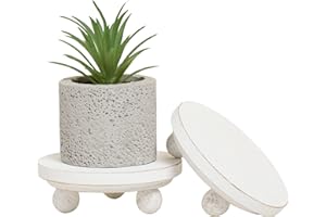 DD DEFINED DECO Defined Deco Mini Risers for Display - Wooden Risers for Decor, Small 5' Round Pedestals (Set of 2, White)