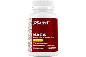 Safrel Organic Maca Root Black, Red, Yellow 1900 MG per Serving - 120 Vegan Capsules Peruvian Maca Root Gelatinized 100% Pure Non-GMO Supports Reproductive Health Natural Energizer
