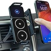 TZZPL Car Phone Holder, Ultra Stable Dashboard Air Vent Cell Phone Car Mount, 15 Watt Dual Coil Wireless Fast Charger, Rotating Charger Car Phone Mount, for Smartphones