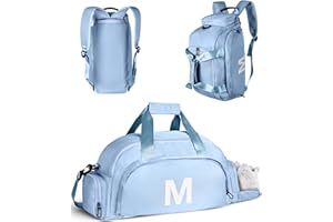 Vogewood Gifts for Daughter, Initial Gym Bags with Shoe Compartment, Dance Bag for Girls, Monogram Kid Overnight Bags, Travel Duffle Tote-Birthday Gift for Sister Niece Friend (Letter M)