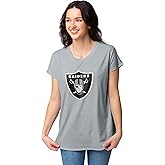 FOCO NFL Womens Tunic-Style Shirt with Wide-Neck Collar and Short Sleeves