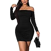 Elegant Long Sleeve Bodycon Dress for Women - Sexy Club Night Out Dress, Homecoming Party Cocktail Dress Off Shoulder