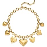 TOVABA Vintage Heart Necklace Silver Charm Necklace for Women Chunky Gold Cross Pendant Heart Collar Choker Necklaces Matte Gold Statement Necklaces for Women Trendy