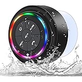 ANLEDDA Shower Speaker Bluetooth Waterproof IP67 Certified, Mini Wireless Small Bluetooth Speaker, Portable Speaker with Suction Cup, LED and Mic for Bathroom, Crystal Sound&amp;Bass, Ideal Gifts