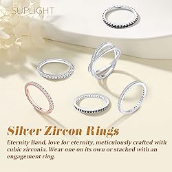 Suplight 925 Sterling Silver Rings Wedding Bands