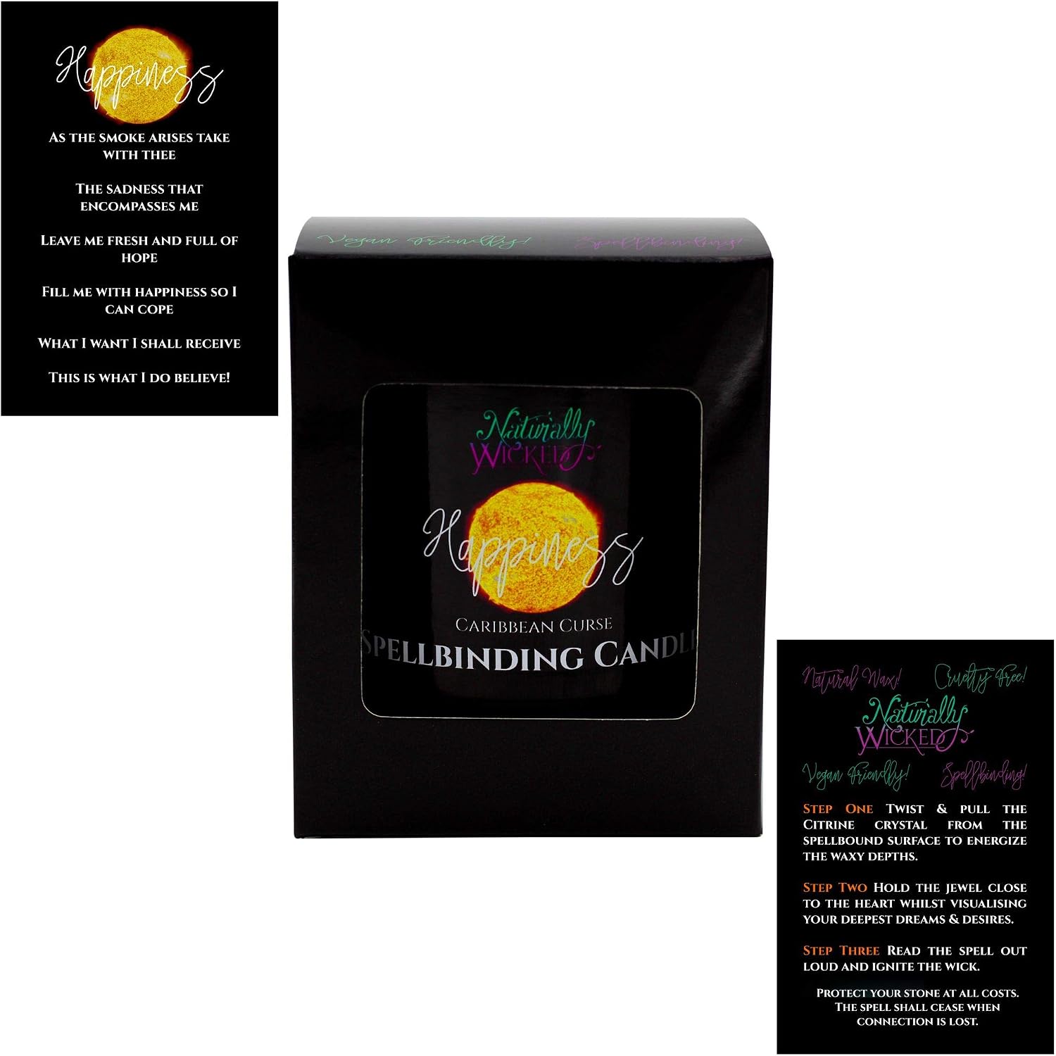 Naturally Wicked Spellbinding Happiness Candle, Yellow Wax, Large - 250ml - Image 5
