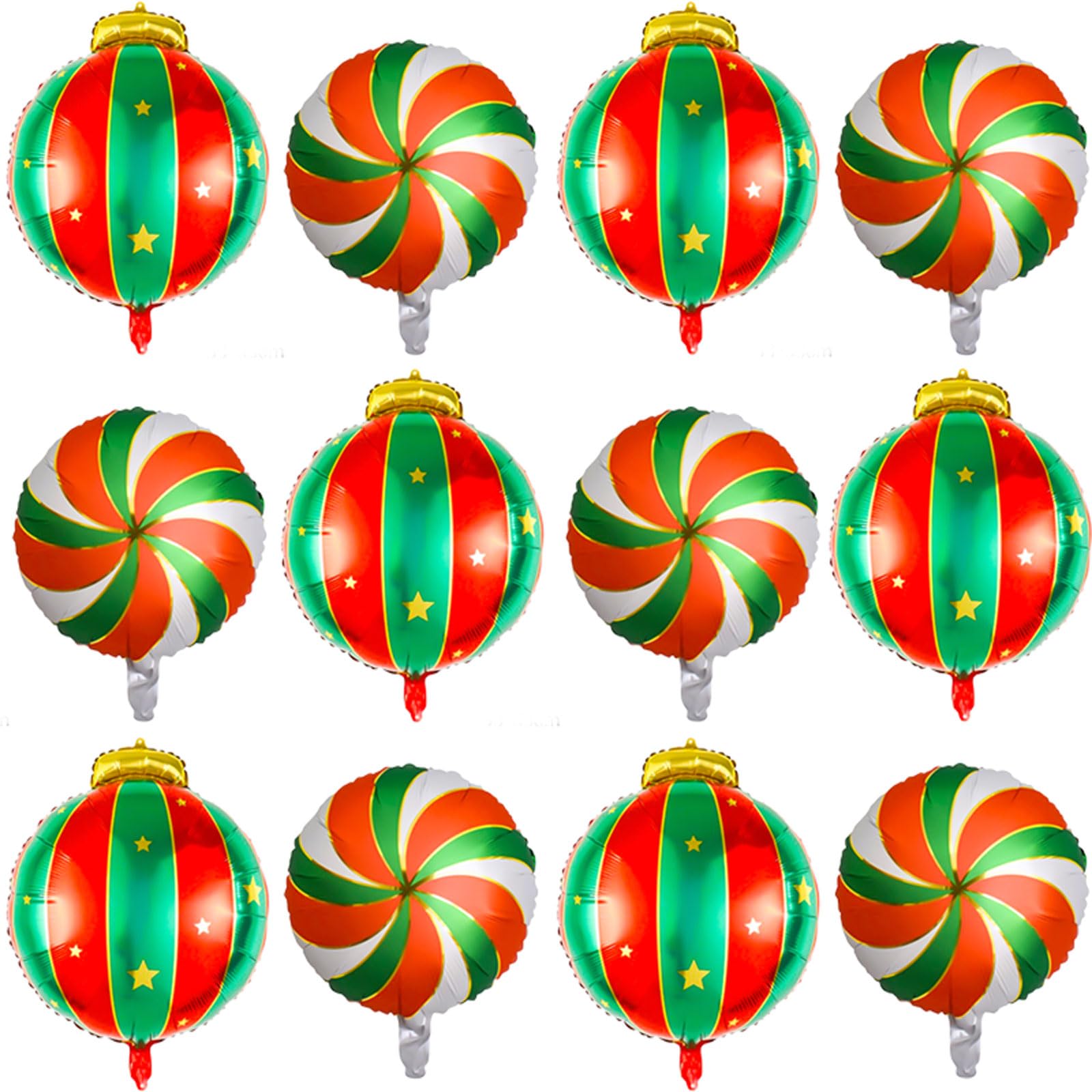 Photo 1 of 12PCS Christmas Candy Balloons Candy Decorations,Red Green Candys Foil Balloon Christmax Hanging Balls Balloons for Christmas Party Decor Balloon Decorations