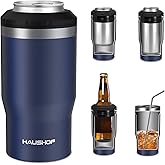 HAUSHOF 12 oz Can Cooler, 4 in 1 Insulated Stainless Steel Can Insulator, Fits for 12 oz Standard Can|12 oz Slim Can|12 oz Beer Bottle, Perfect for Camping, Beach, Picnic