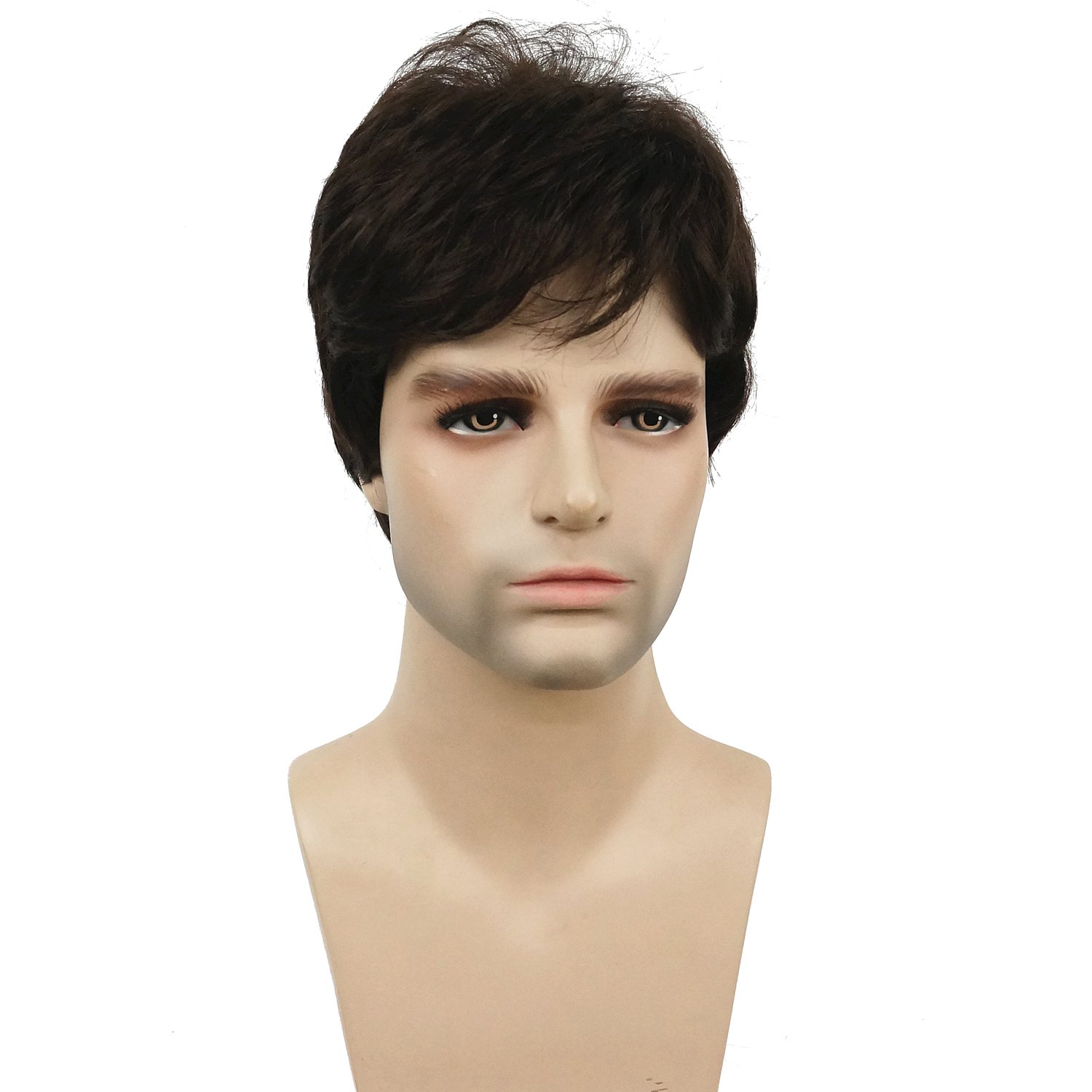 Lydell Men Wig Dark Brown Natural Short Straight Hair Synthetic Full Wigs โ image 1