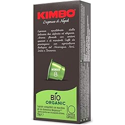 Cápsulas de Café Bio Orgánico Kimbo, Compatibles con Nespresso, 10 Paquetes de 10 Cápsulas (Total 100 Cápsulas)