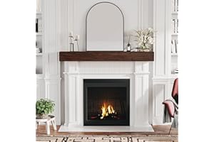 HAYIODDA Espresso 60" Faux Wood Floating Mantel Shelf - Solid Wood, 60" L x 9" W x 6" H, Fireplace Mantel Decor
