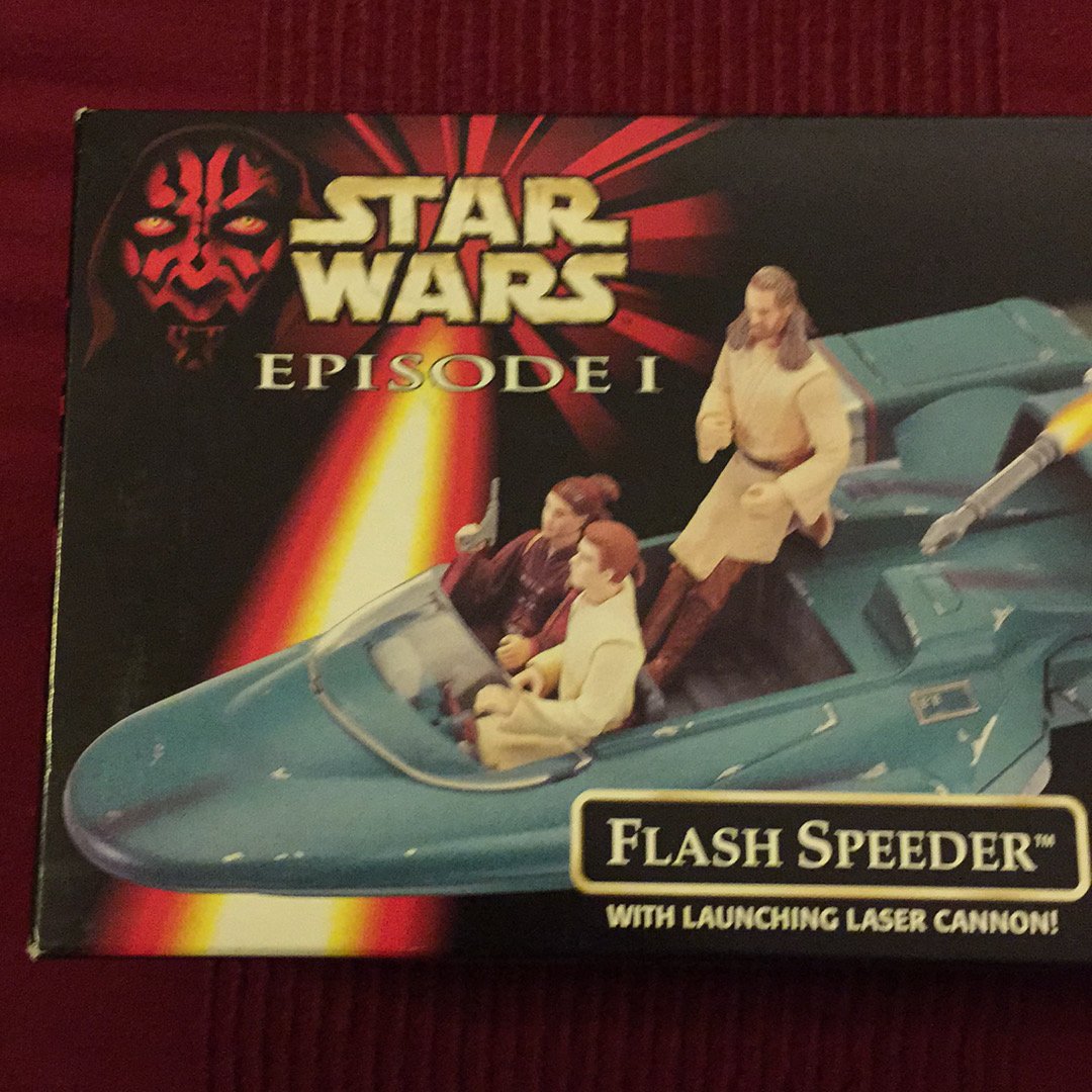 Star Wars Year 1998 Episode 1 "The Phantom Menace" Vehicle - Flash Speeder with Flip-Up Battle Damage, Slide-Out Gunner Platform and Launching Laser Cannon (Action Figure Sold Separately)